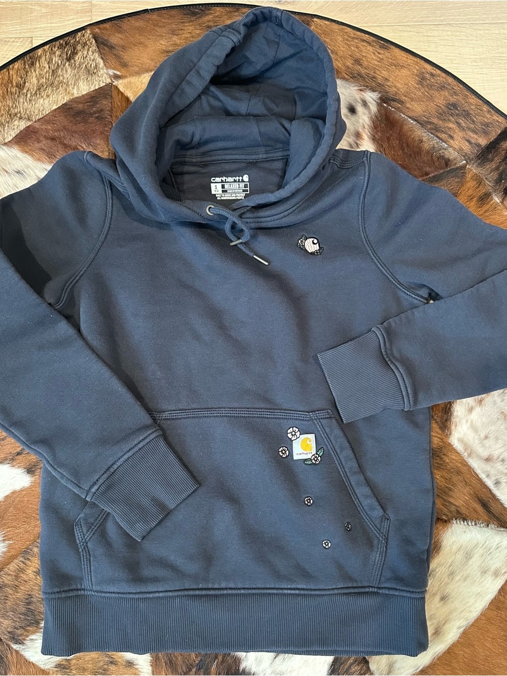 Carhartt women's Dark Navy Hooded Pullover Sweatshirt